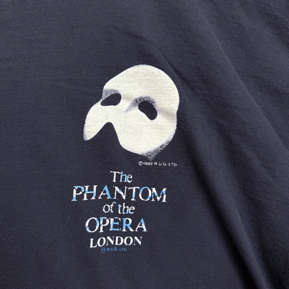 Vintage Phantom Of The Opera London T Shirt 1988 RUG Graphic Tee Black Men's XL - Picture 3 of 4